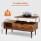 Modern Brown Wooden Lift-Top Coffee Table with Hidden Storage and Open Shelf for Living Room